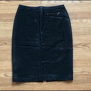 Genuine leather pencil skirt black 10